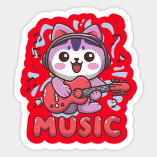cat playing guitar,music Sticker